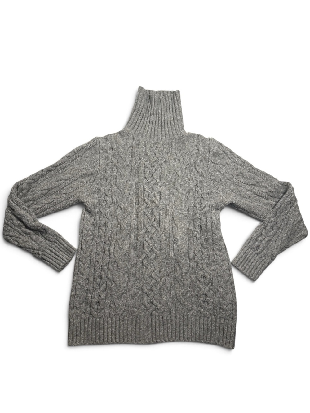 Abercrombie & Fitch XS Soft AF Gray Cable Turtleneck Sweater Y2K Cozy Holiday